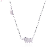 Femmes Charme Exquis S925 Sterling Argent Choker Elephant Pendentif Collier